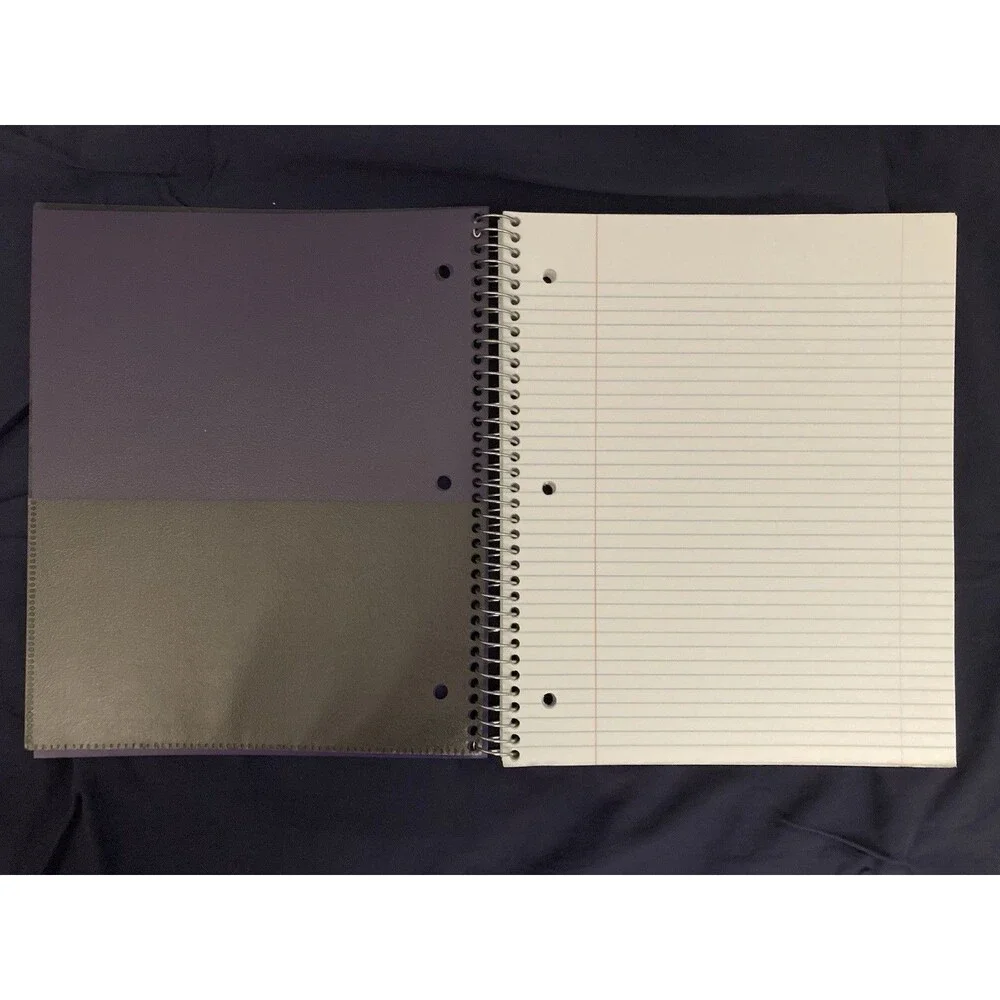 College Ruled Spiral Notebook With Pocket | Purple Front Cover | 106 Sheets